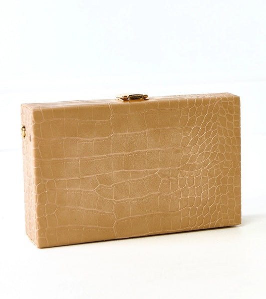 1-Bežová kabelka typu "kufrík" na řetízku Dratche-1