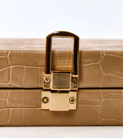 3-Bežová kabelka typu "kufrík" na řetízku Dratche-3