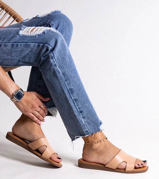 1-Bežové pantofle z eco kůže Kajetana-1