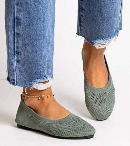 4-Zelené látkové baleríny Yafia-4