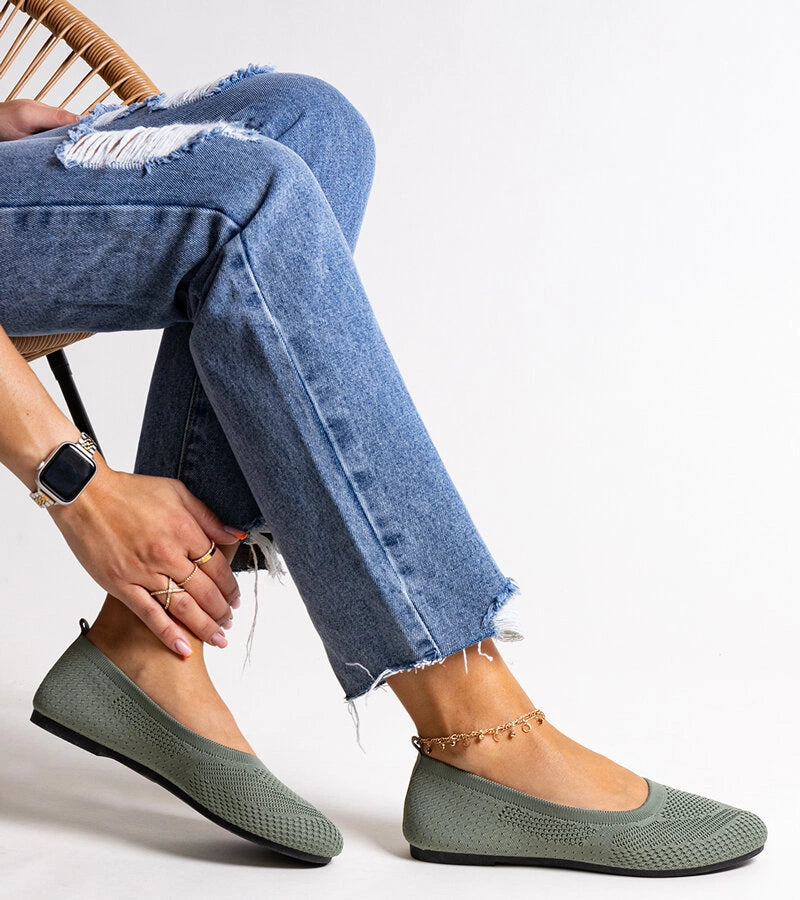 1-Zelené látkové baleríny Yafia-1