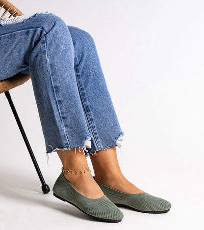 2-Zelené látkové baleríny Yafia-2