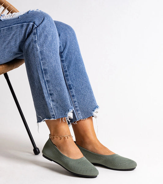 2-Zelené látkové baleríny Yafia-2