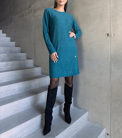 2-Zelené midi šaty s leskem Kadyra.-2