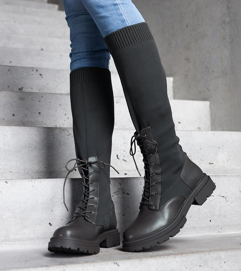 1-Zelené nazouvací kozačky s elastickým textilním svrškem Luana.-1