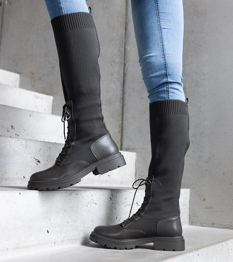 4-Zelené nazouvací kozačky s elastickým textilním svrškem Luana.-4