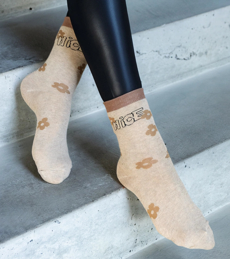 1-Beige teplé ponožky Sella-1