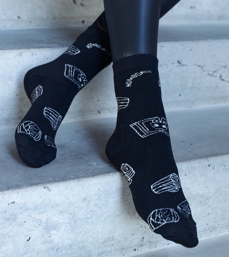 2-Cernobílé teplé ponožky Sella-2