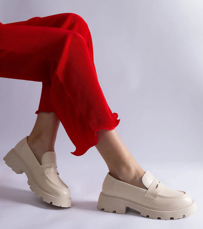 3-Béžové dámské mokasíny z eko kůže Violanda-3