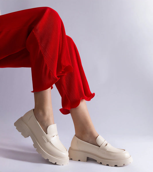 2-Béžové dámské mokasíny z eko kůže Violanda-2