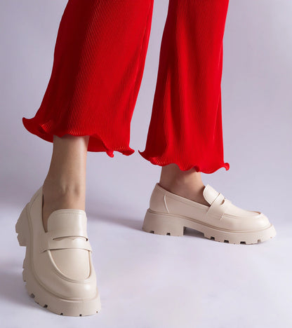 4-Béžové dámské mokasíny z eko kůže Violanda-4