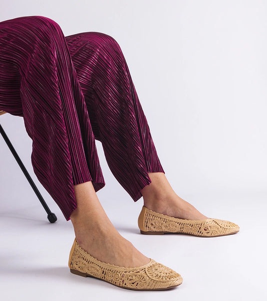 1-Béžové pletené baleríny Salinela-1