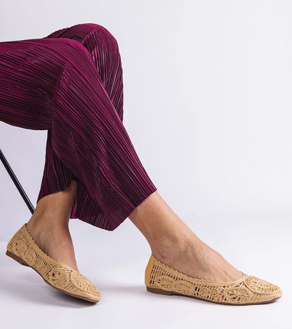 2-Béžové pletené baleríny Salinela-2