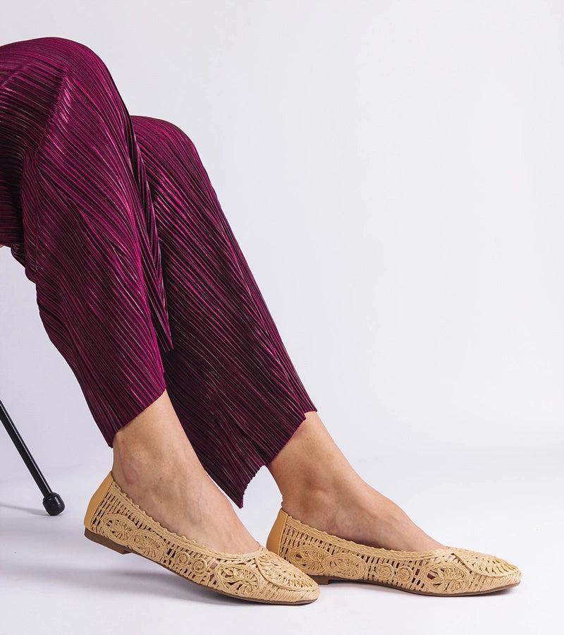 3-Béžové pletené baleríny Salinela-3