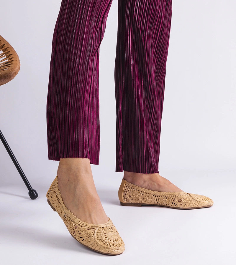 4-Béžové pletené baleríny Salinela-4