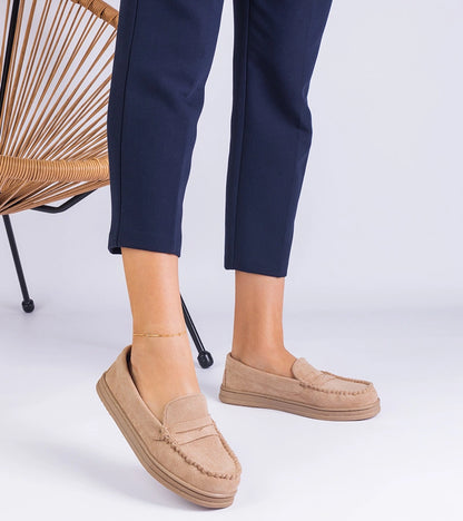 2-Béžové dámské mokasíny z ekosemiše Sevilia-2