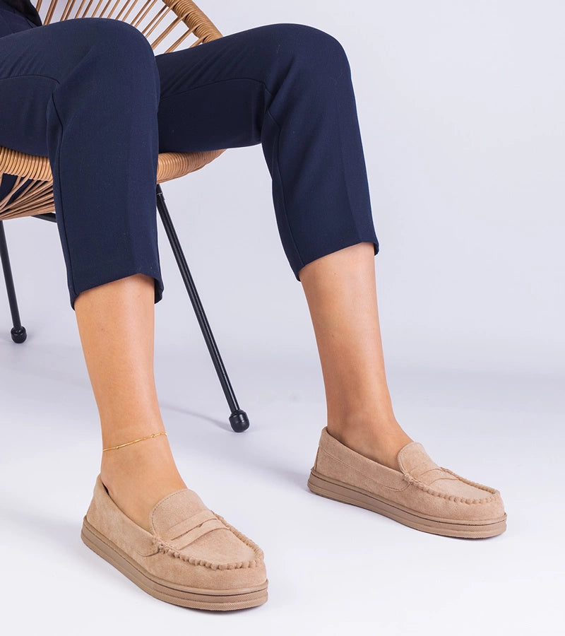 3-Béžové dámské mokasíny z ekosemiše Sevilia-3