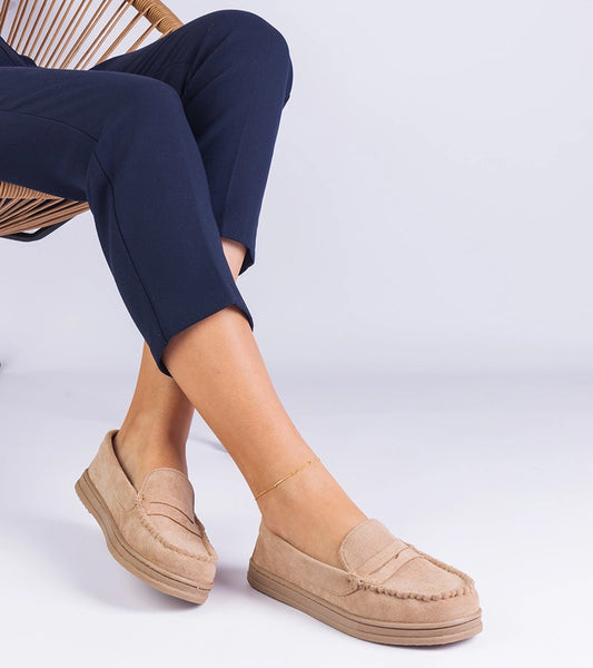 1-Béžové dámské mokasíny z ekosemiše Sevilia-1