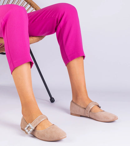 3-Béžové baleríny zdobené sponou s krystaly Demetra-3