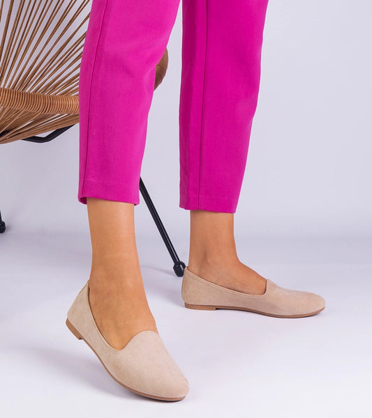 2-Béžové klasické baleríny z eko semiše Valensia-2