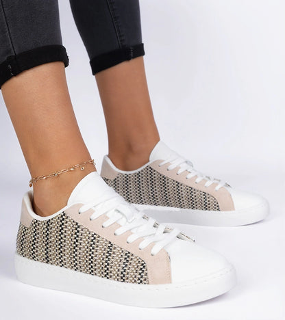 1-Béžové dámské materiálové tenisky Bellisio-1