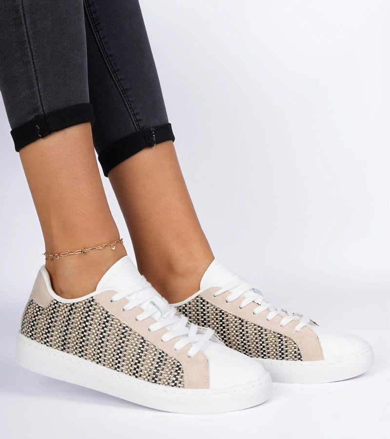 2-Béžové dámské materiálové tenisky Bellisio-2