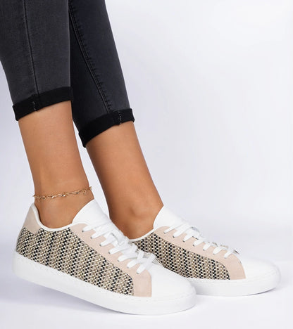 5-Béžové dámské materiálové tenisky Bellisio-5