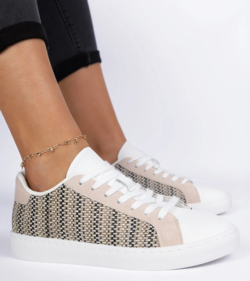 6-Béžové dámské materiálové tenisky Bellisio-6