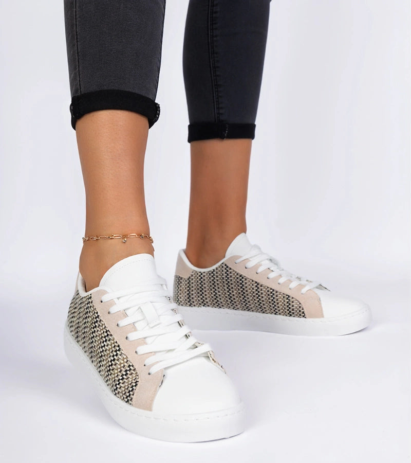 4-Béžové dámské materiálové tenisky Bellisio-4