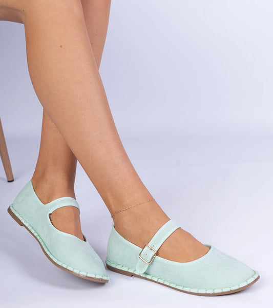 1-Zelené dámské baleríny s páskem Meremi-1