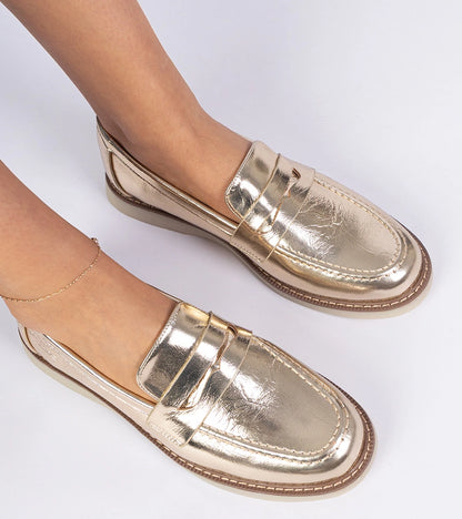 3-Zlaté klasické dámské mokasíny Merisa-3