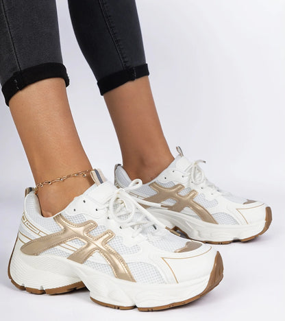 2-Béžové dámské tenisky na masivní podrážce Enos-2