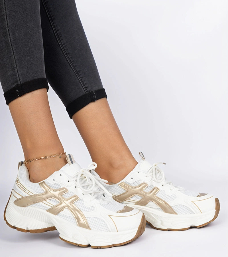 4-Béžové dámské tenisky na masivní podrážce Enos-4