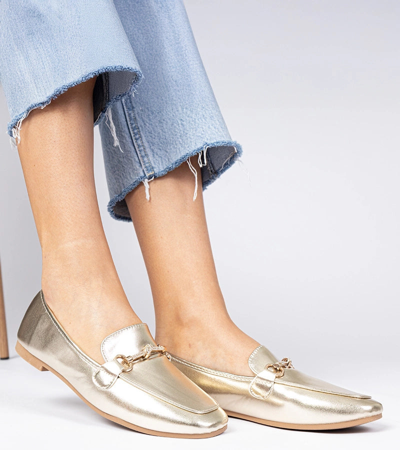 2-Zlaté elegantní mokasíny se zlatou ozdobou a kamínky Kalisa-2