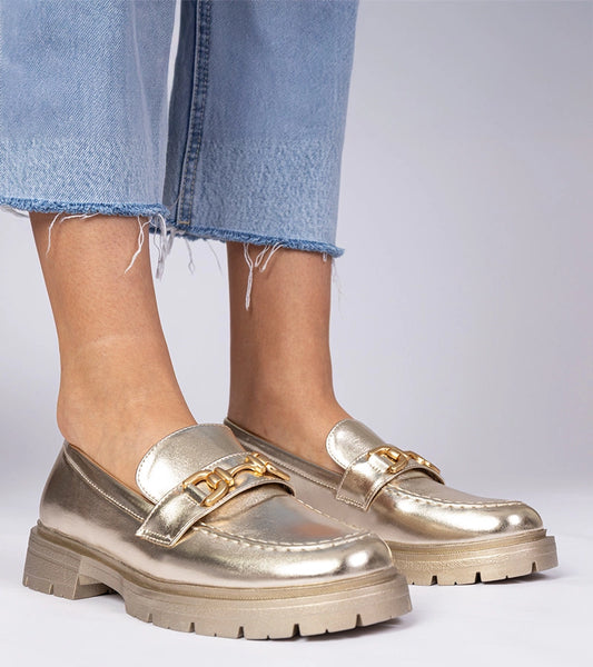 1-Zlaté elegantní mokasíny z eko kůže Danetti-1