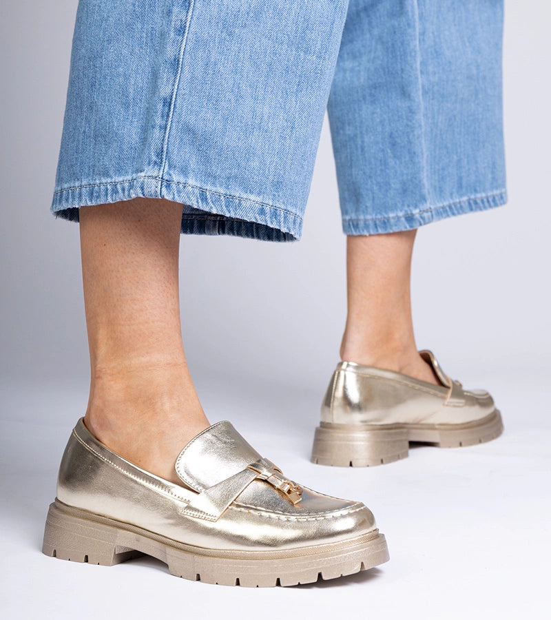 2-Zlaté elegantní mokasíny z eko kůže s ozdobou Marsella-2