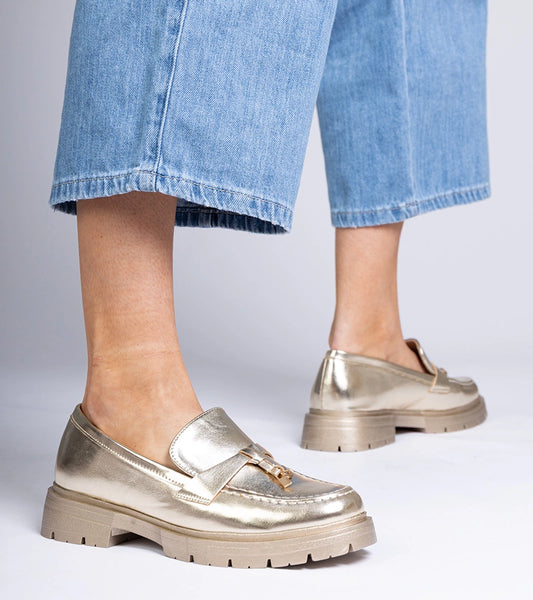 2-Zlaté elegantní mokasíny z eko kůže s ozdobou Marsella-2