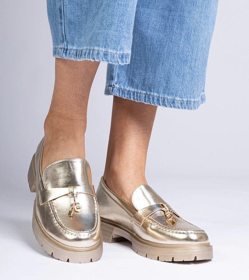 3-Zlaté elegantní mokasíny z eko kůže s ozdobou Marsella-3