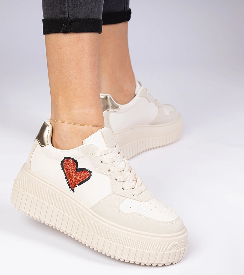 6-Béžové dámské tenisky s třpytivým srdíčkem Laira-6