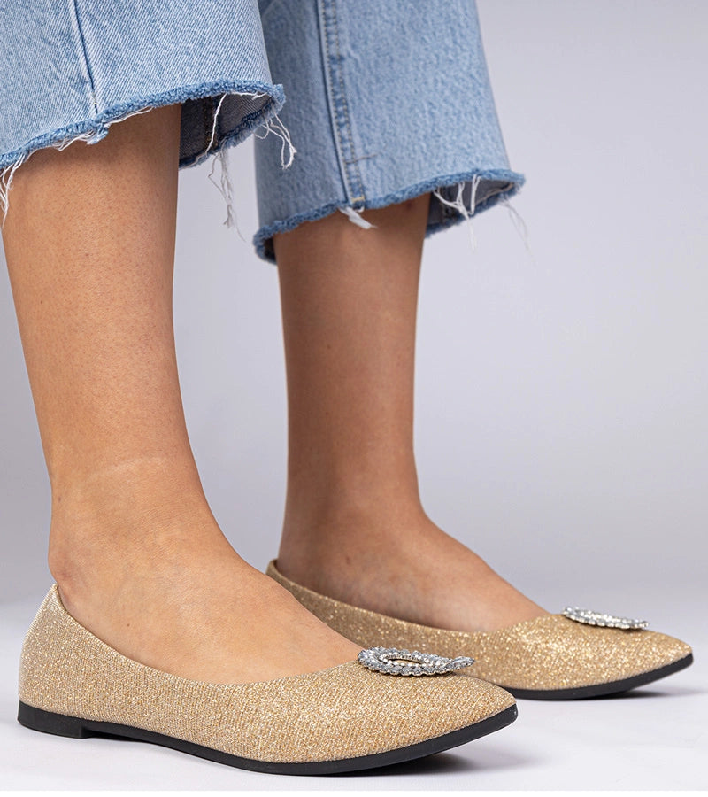 1-Zlaté dámské baleríny třpytivé s kamínky Ellada-1