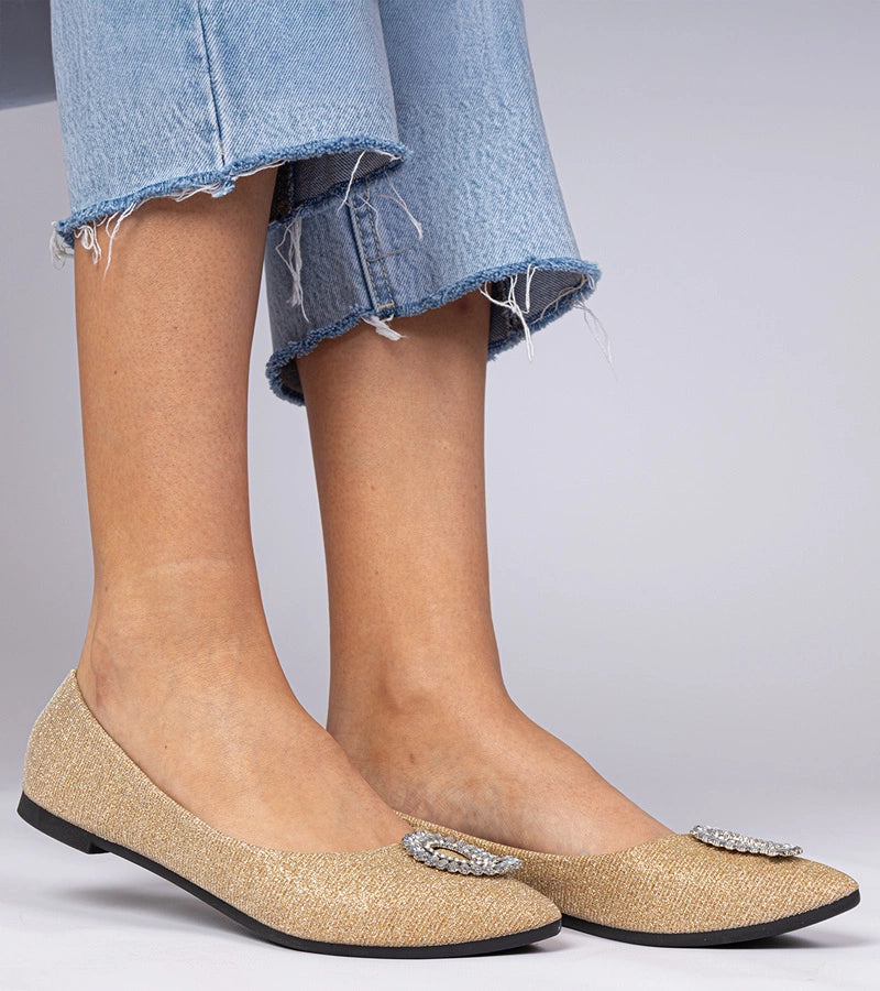 3-Zlaté dámské baleríny třpytivé s kamínky Ellada-3