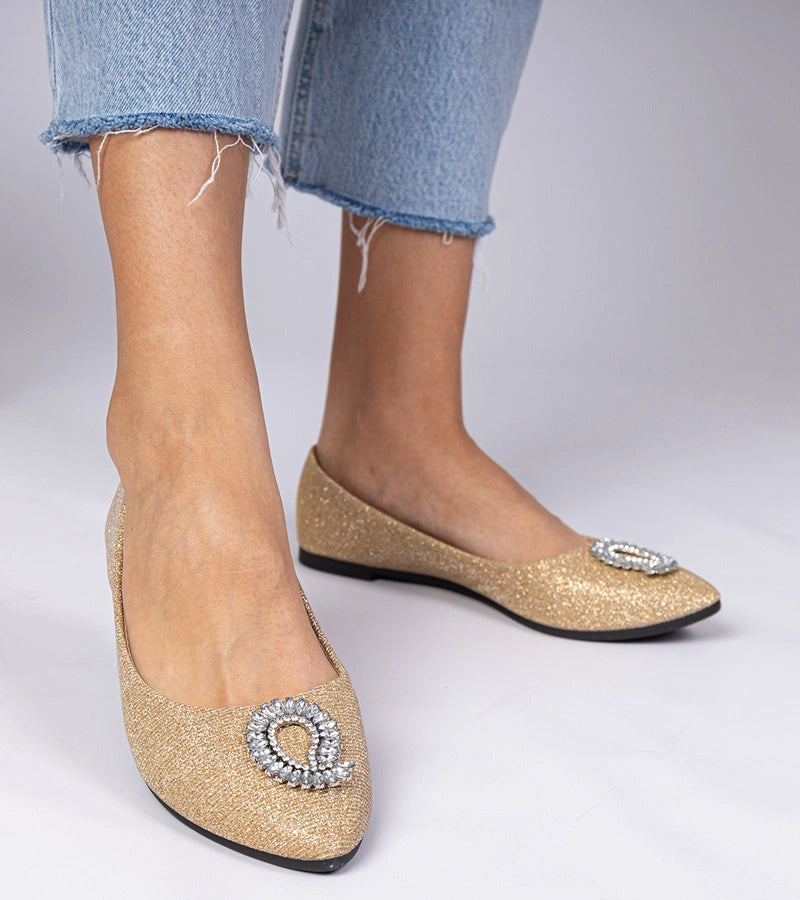 2-Zlaté dámské baleríny třpytivé s kamínky Ellada-2