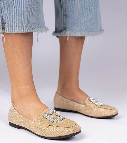 1-Zlaté třpytivé mokasíny s kamínky Sawelia-1