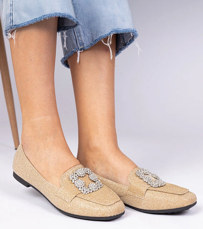 2-Zlaté třpytivé mokasíny s kamínky Sawelia-2