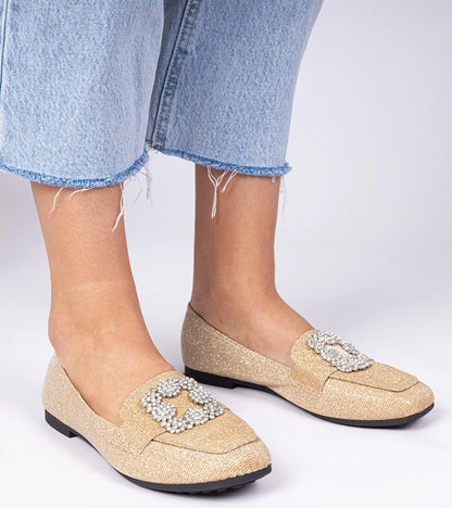 4-Zlaté třpytivé mokasíny s kamínky Sawelia-4