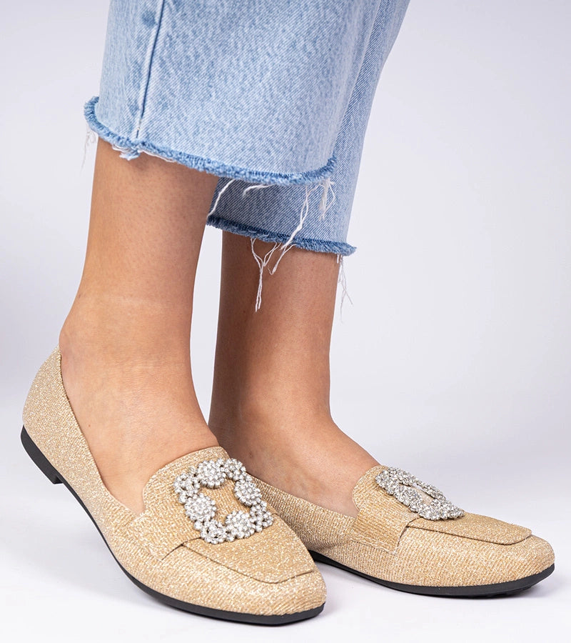 5-Zlaté třpytivé mokasíny s kamínky Sawelia-5
