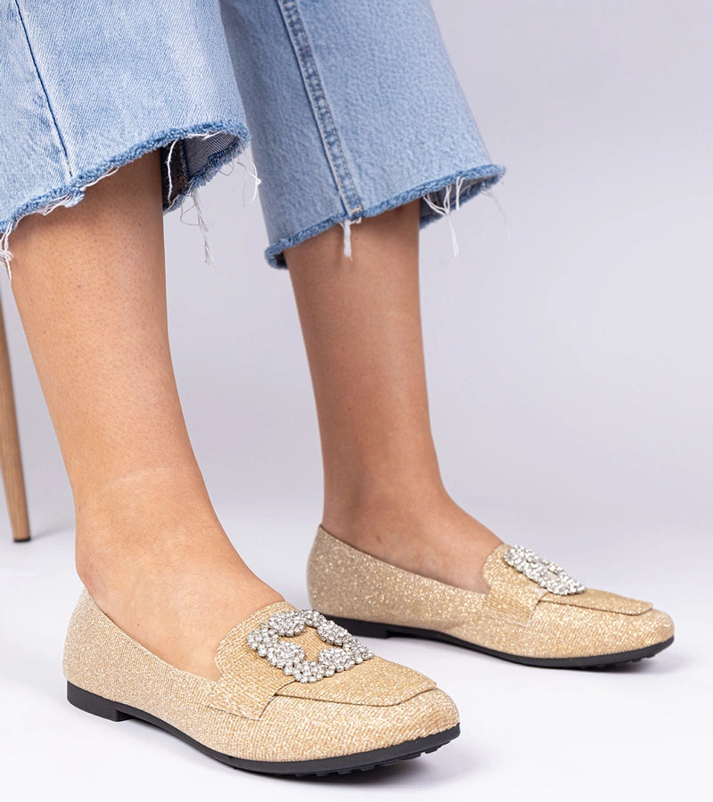 6-Zlaté třpytivé mokasíny s kamínky Sawelia-6
