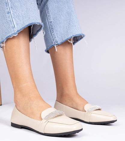 1-Béžové dámské mokasíny s kamínky Kaletta-1