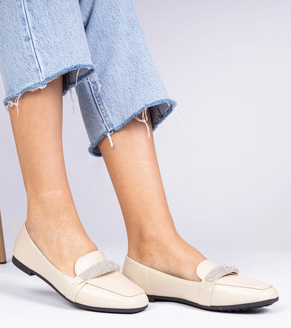 3-Béžové dámské mokasíny s kamínky Kaletta-3