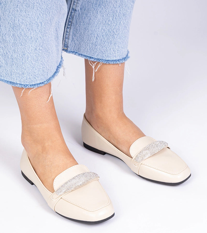 4-Béžové dámské mokasíny s kamínky Kaletta-4